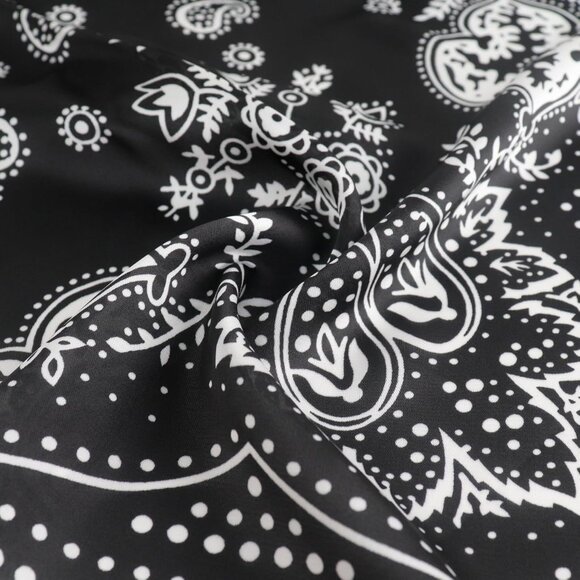 ⚡Men B-Black Necktie 27.5 Inches Cowboy Scarves Pocket Square Silk Bandanas - Picture 8 of 8